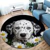 Flowers and dogs Round Area Rug,Carpet Rug for Living Room Bedroom Sofa Playroom Decor,Non-slip Floor Mat