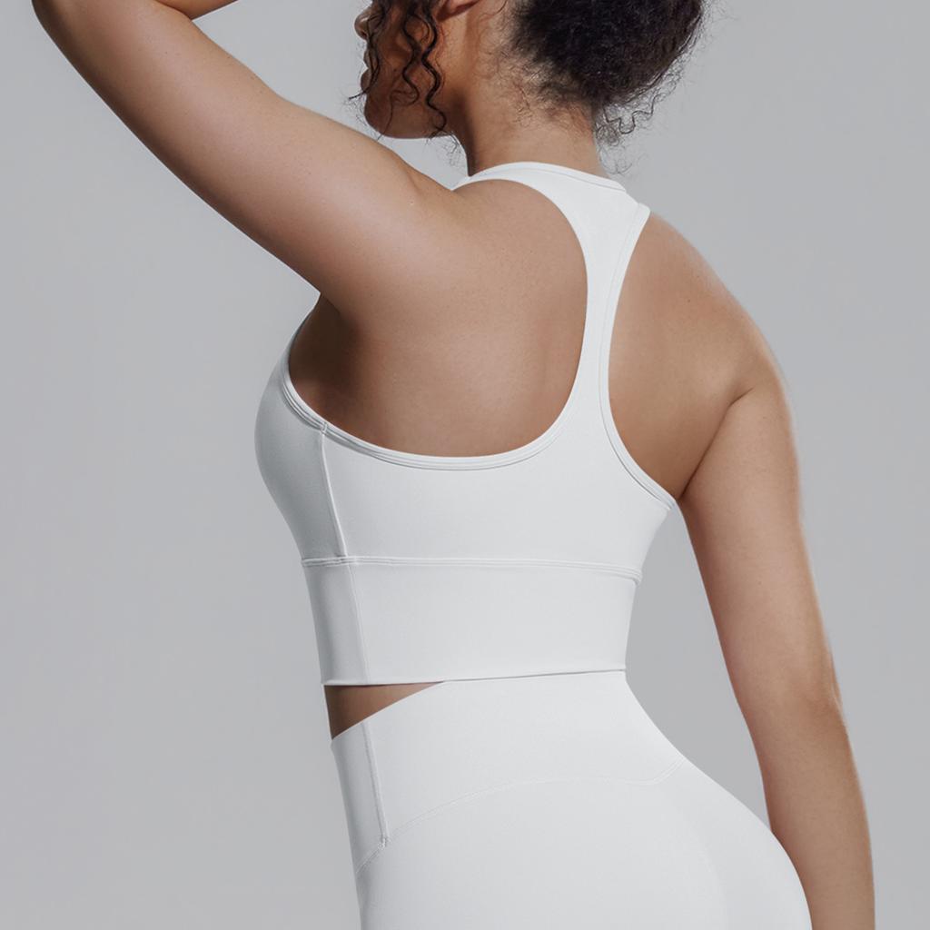 Solid Color Racer Shape Back Tight Breathable Sports Bra Running Fitness Yoga Wear Vest Top For Women