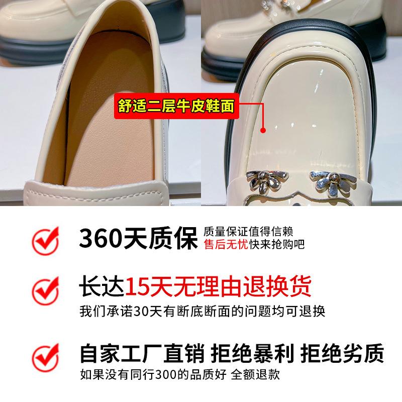 Leather Loafers Women's 2025 Spring New Women's Single Shoes Women's Thick Heel Black Small Leather Shoes Women's British Style Women's Shoes