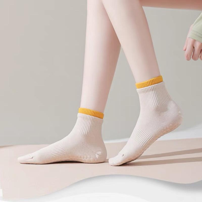 5 Paar Trendige Yoga-Socken Damen Bodensocken Koreanischer Stil Baumwollsocken Sport Tanz Professionell Rutschfeste Silikonsocken