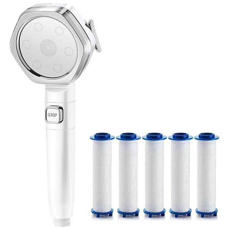 Showerhead four speed adjustment filter for shower knobs One click water stop bathroom accessories replete heads showers parts