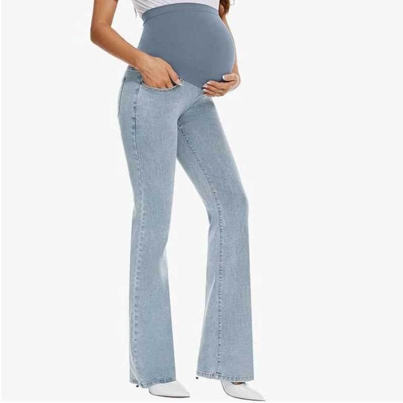 Maternity Jeans Flare Pants Slim Fit High Waist Stretch Casual Daily Wear