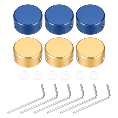 Uxcell 6 Pieces Footswitch Guitar Pedal Button Metal Footswitch Top Covers for Guitar Effect Pedal Gold and Dark Blue Toppers, Caps, 3/8" Buttons,