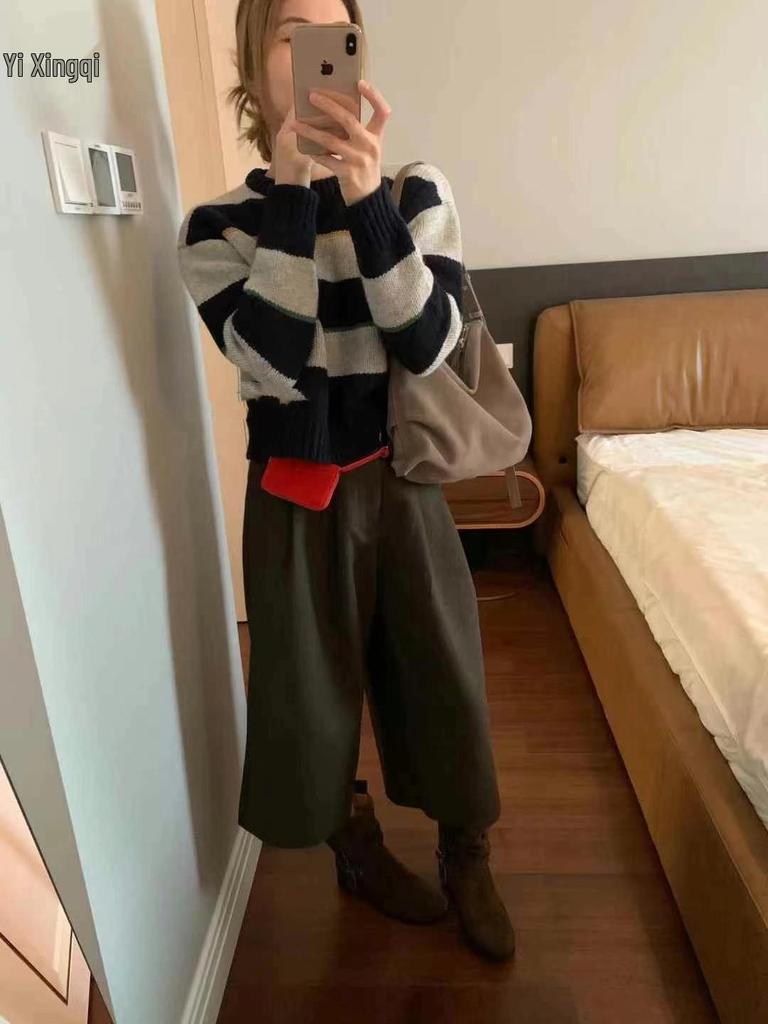 Vintage Cowhide Wrinkled Slouch Ankle Boots - Korean Style Western Cowboy Riding Boots for Women