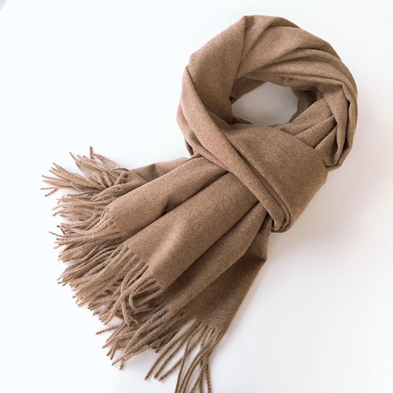 Autumn And Winter Thickened Warm Korean Version Shawl Women'S Fringed Silk Scarf Imitation Cashmere Versatile Solid Color Scarf