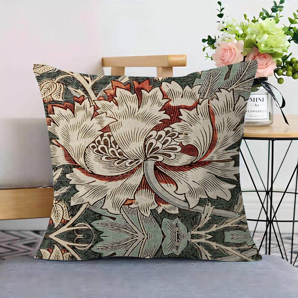 Abstraktní W-William M-Morris Květinový Javorový Design Potah na Polštář Veselá Podzimní Sklizeň Dekorace Sváteční Dekorace Potah na Polštář