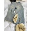 2024 Women's Plus Size High-Waist Fleece-Lined Flare Jeans: Winter Style