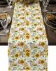 Summer Sunflower Sea Star Conch Linen Table Runner Party Decor Reusable Kitchen Dining Table Runner Wedding Decorations