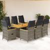 Vidaxl 9-Cz. Set di Mobili da Giardino con Cuscini, Grigio, Rattan PE