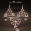 Cross-Border Hot Selling Exquisite Rhinestone Body Chains Shiny Sexy Heart-Shaped Bikini Bra T-Back Suit