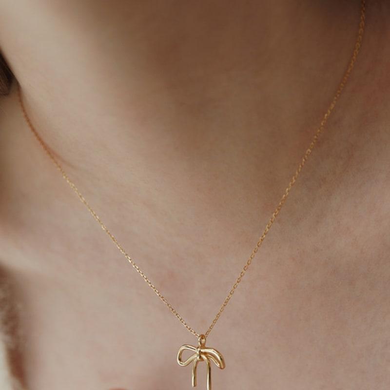 

TATIANA (925 Silver) Grace Ribbon Tie Necklace NZ2152 Gold Plated