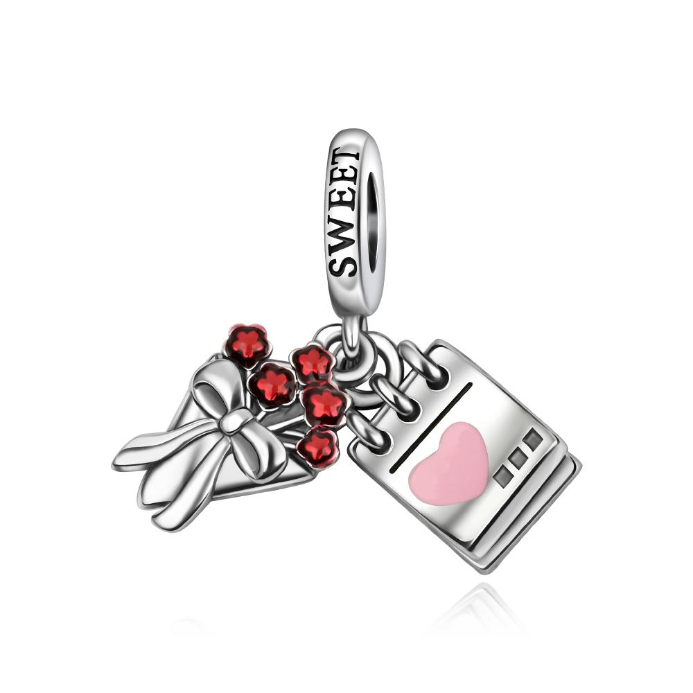 

Copper Metal Love Declaration Couple Pendant Bead Component Proposal Ring Bead Components Designed For Authentic Original Bracelet High Quality Fine