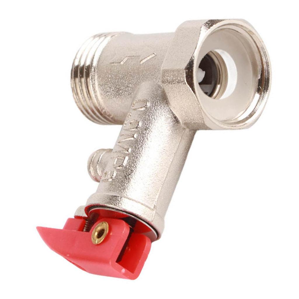 1Pc Safety Valve Water Heater Pressure Relief Check Brass Nickel Plated 0.9MPa G1 2in