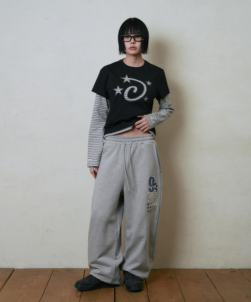 Lujeoseukeulleob Multi Logo Wide Sweatpants Gray