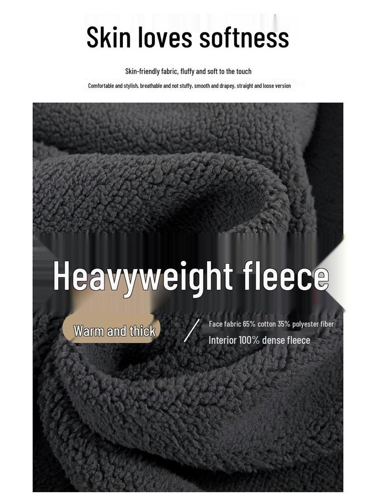 Unisex Trendy Heavyweight 480g Cotton Fleece-Lined Hoodie – Autumn/Winter Drop Shoulder Pullover