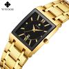 Fashion Stainless Steel Watches Men WWOOR Square Waterproof Quartz Watch Men Top Brand Luxury Gold Black Wristwatch For Man