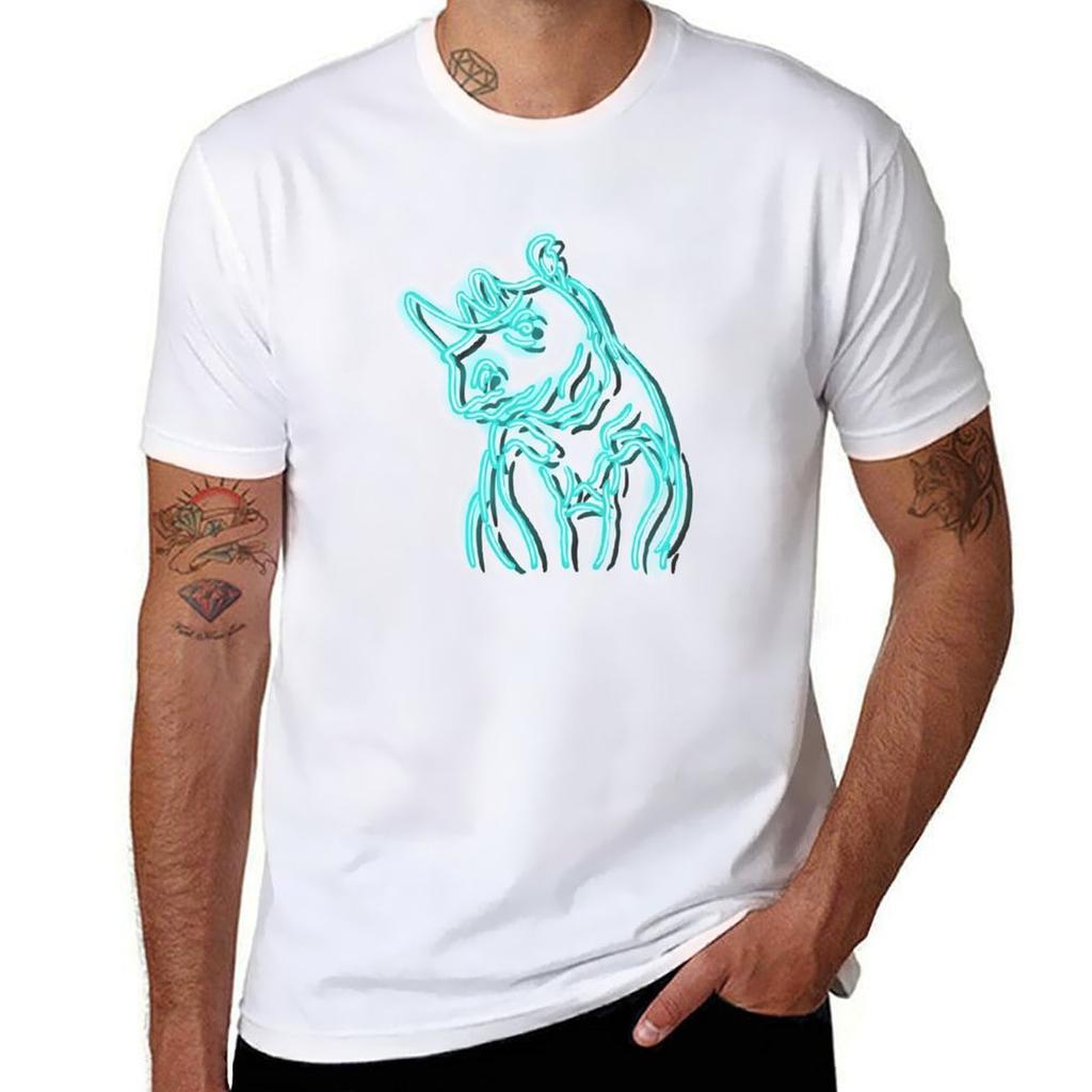 Noshörning Neonskylt T-shirt t-shirts för man grafiska t-shirts roliga t-shirts man T-shirt