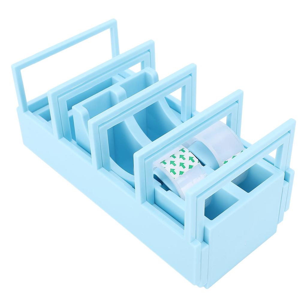 Tape Dispenser Blue Plastic Foldable Portable Tape Holder with 2pcs Tape for Packaging Pack Supplies