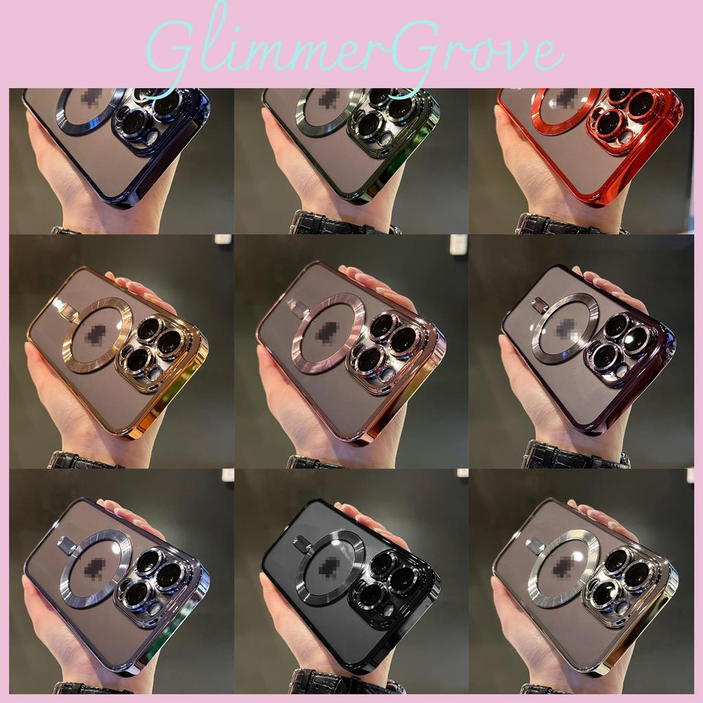 15 For Iphone Promax Magnetic Plating Clear Wireless Charging Shockproof Cover