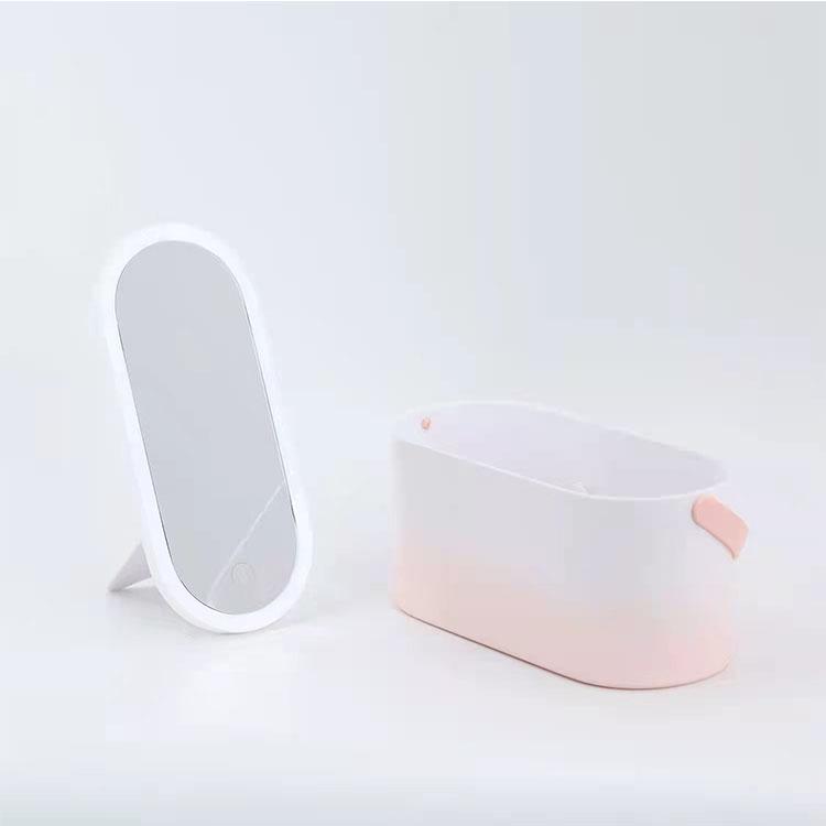 Hot Selling USB Charging Magnifying Fold Storage Box Makeup Mirror Desktop 3 Mode Fill Lighting Up Mirror with Led Light