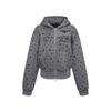 American Retro Star Print Hoodie Loose Fit Cropped Zip Up Streetwear Teens