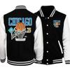 Womens Casual Baseball Jacket Long Sleeve Loose Fit Stand Collar Regular Thickness Trendy Streetwear Students
