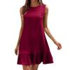 Women's Fashion Loose Versatile Sleeveless Round Neck Casual Solid Color Dresses