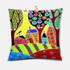 Cartoon Tree Graffiti Print Pattern Cushion Cover Home Living Room Sofa Decoration Square Pillow 45*45Cm