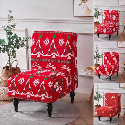 Christmas Armless Chair Cover Stretch Spandex Accent Dining Chair Covers Nordic Sofa Slipcovers For Living Room Kitchen Decor
