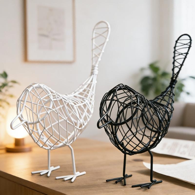 Vintage Metal Wire Bird Figurine Mini Abstract Animal Statue Modern Home Decor Craft for Wedding Birthday Gift To Friends