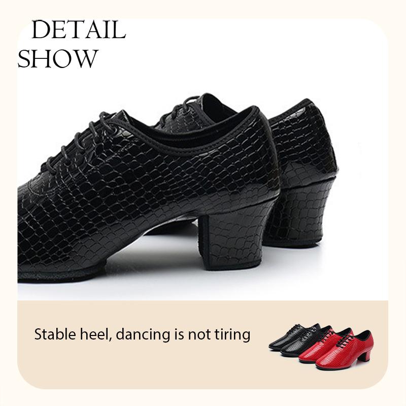 Women Modern Dance Shoes Girls Latin Waltz Salsa Beginner Practice Dance Shoes PU Leather Dance Shoes Heeled 5CM
