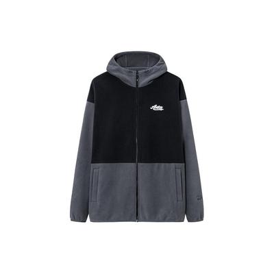 Anta Chaqueta Unisex con Capucha Serie Life Color Block Cortavientos Gruesa Manga Larga Forro Polar Chaqueta Gris Castillo 972348707-3
