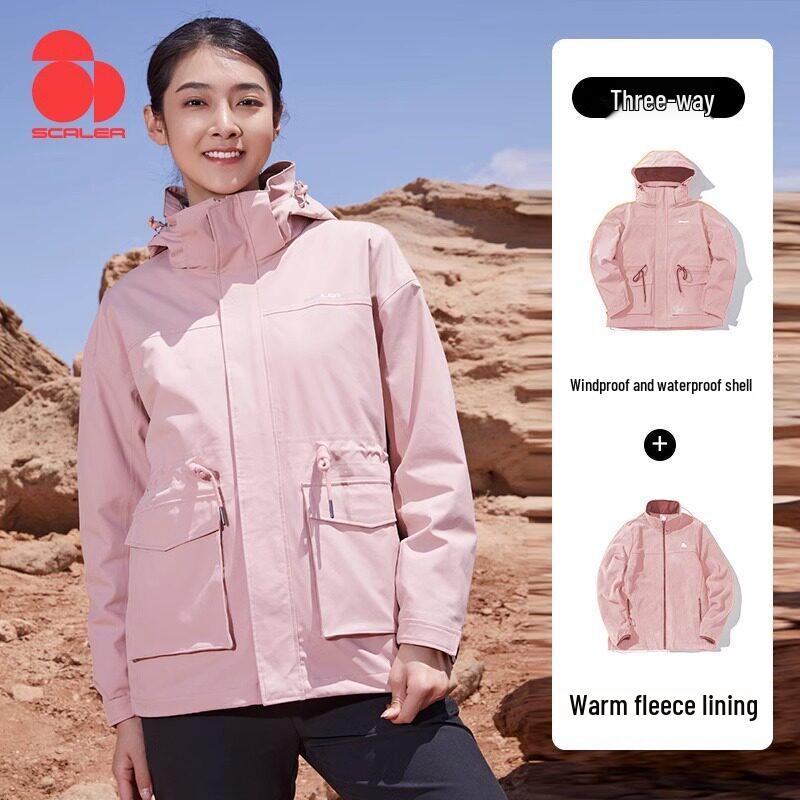 SCALER Women s 3-in-1 Fleece Lined Windbreaker Jacket L