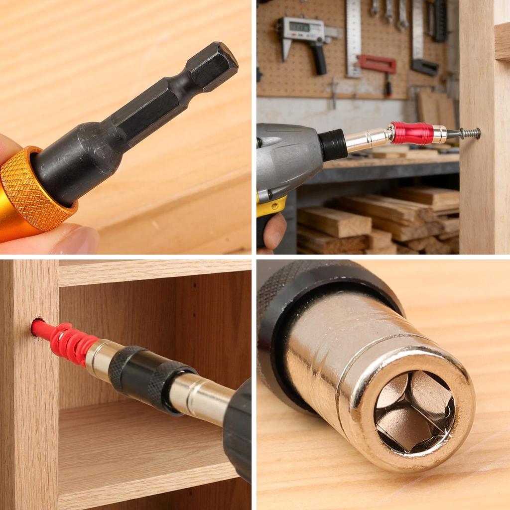 Strong Magnetic Drill Bit Holder 0-20°Swivel Joint Extension Rod with Sliding Sleeve Screwdriver Guide Tool DIY Swiveling Holder