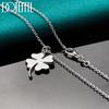 DOTEFFIL 925 Silver Four-Leaf Clover Pendant Necklace 16-30 Inch Chain For Woman Fashion Wedding Charm Jewelry