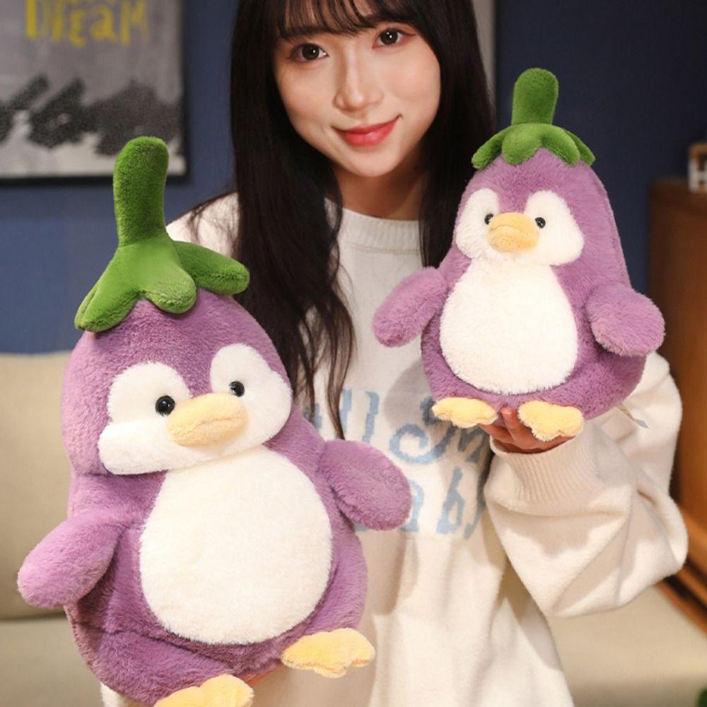 Fluffy Eggplant Penguin Stuffed Toy Soft Stuffed Soft Penguin Doll  Decorate Present