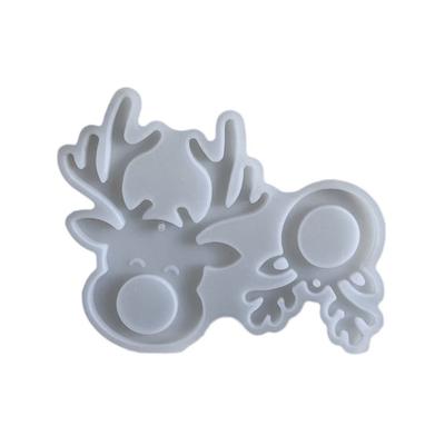 2 Cavities Reindeer Silicone Moulds Resin Pendant Molds with Hole for Epoxy Resin Making Candle Soap Holiday Decoration