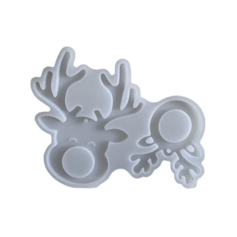

2 Cavities Deer Silicone Molds Reindeer Pendant Mould with Hole for Making Candle Christmas Tree Decoration Epoxy Resin 1