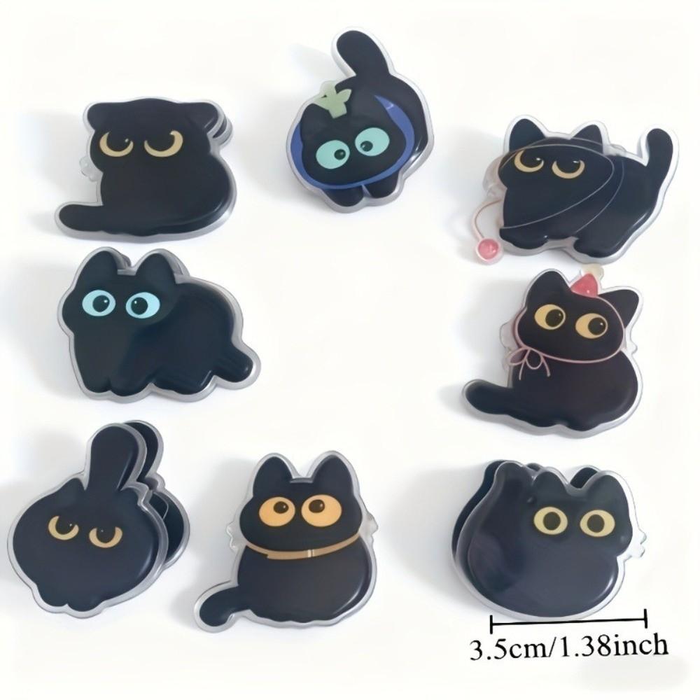 8pcs Fresh Keeping Black Cat Bag Clips Moisture-proof Kitchen Seal Clips  Seasoning Bags