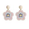 Niche Design Sense Color Transparent Flower Stud Earrings Female, Personality Versatile Contrasting Color Earrings Internet Celebrity Earrings