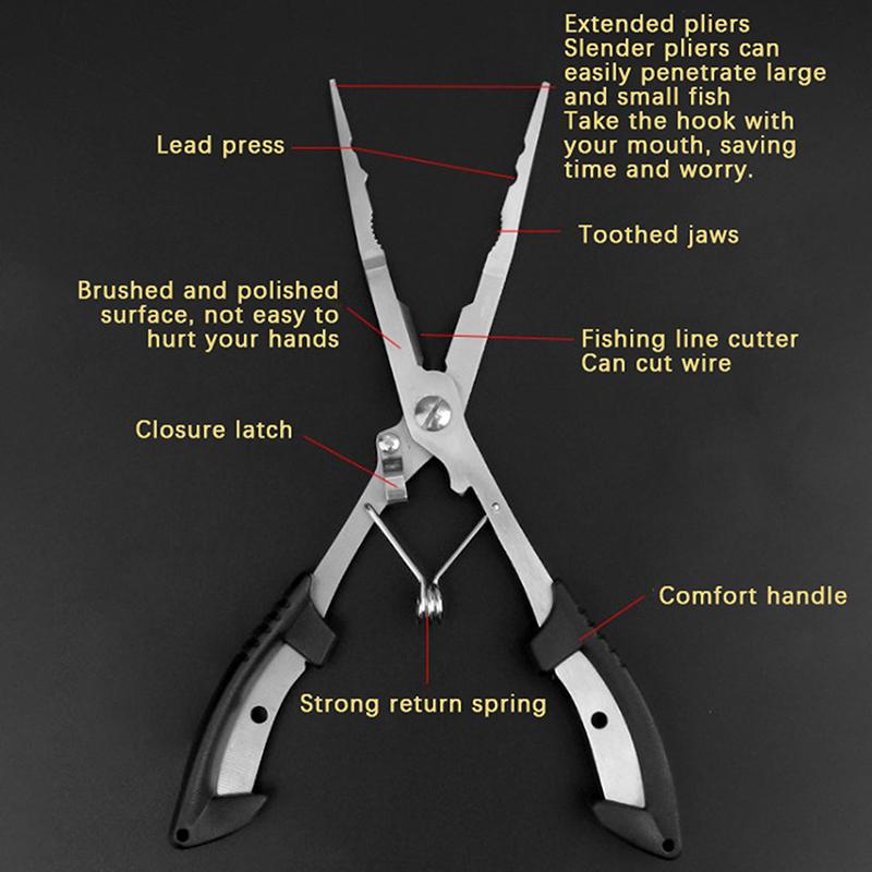 Fish Pliers Ergonomics Anti-Slip High-Strength Multifunctional Cut Fishing Line Fishing Tied Hooks Pliers Angling Equipment