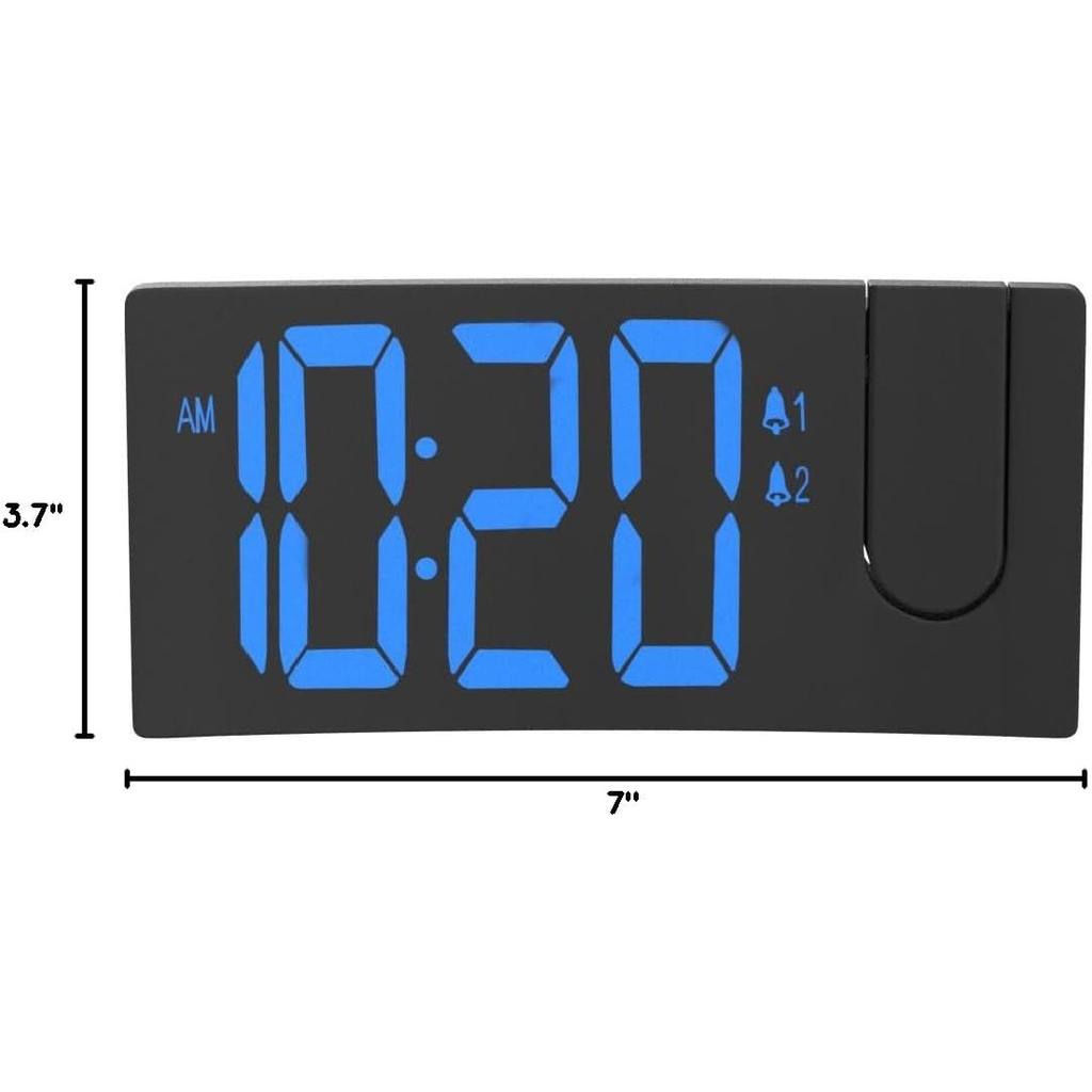Projection Alarm Clock with FM Radio, USB Charging Port, 0-100% Dimmer, Dual Alarms, HD LED Display, 30 Preset Stations, Sleep Timer, 5 Alarm Sounds,