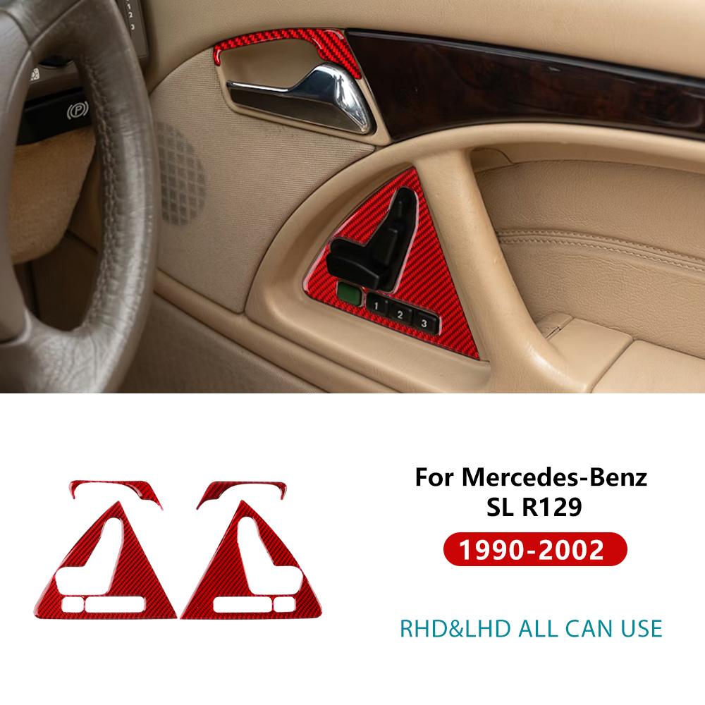 Real Soft Carbon Fiber Sticker For Mercedes Benz SL R129 1990-1994 1995 1996 1997 1998 1999 2000 2001 2002 Door Handle Buttons