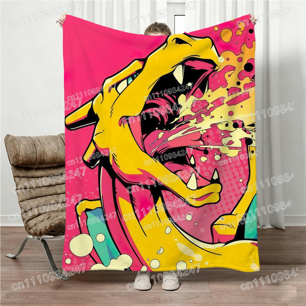 3D Printed Pokemon Pikachu Flannel Blanket Cartoon Anime Throw Soft Warm Bed Sofa for Kids Adult All Season Portable Travel