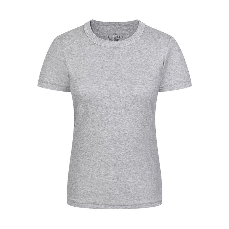 Reines Baumwoll-Kurzarm-T-Shirt für Damen Neues Lässiges Taillenbetontes Halbarm-Damen