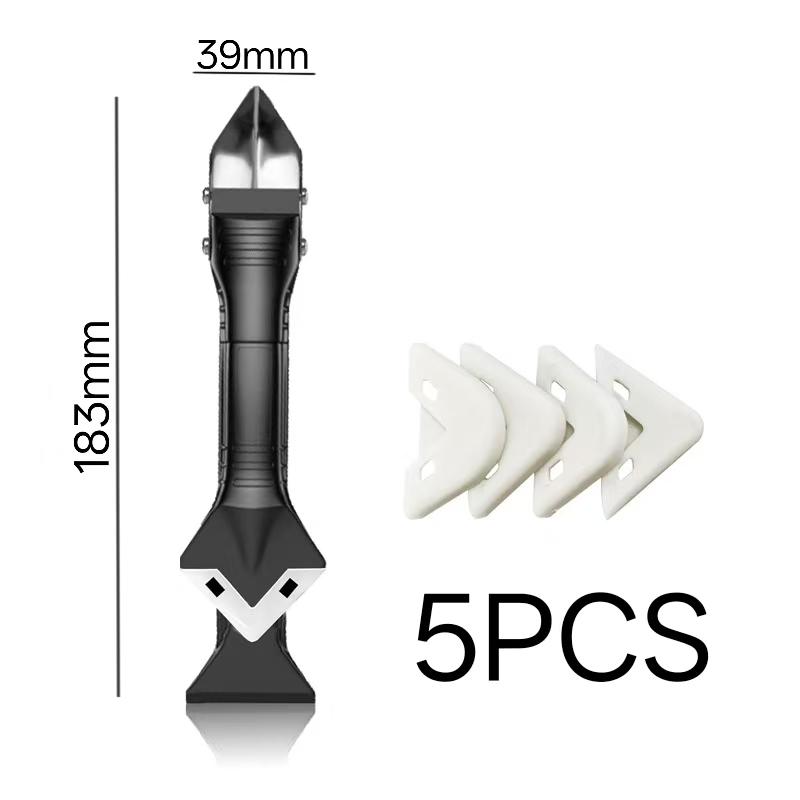 Silicone Caulking Tool | 5-in-1 Sealant Finishing Tool | Caulk Remover & Glass Glue Angle Scraper for Bathrooms, Kitchens
