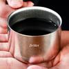 1Pcs Pure Titanium Double-Wall Mini Coffee Mug,Handheld Water Cup Silver-Gray Drinking Office Tea Mug 100ml Exquisite Coffee Cup