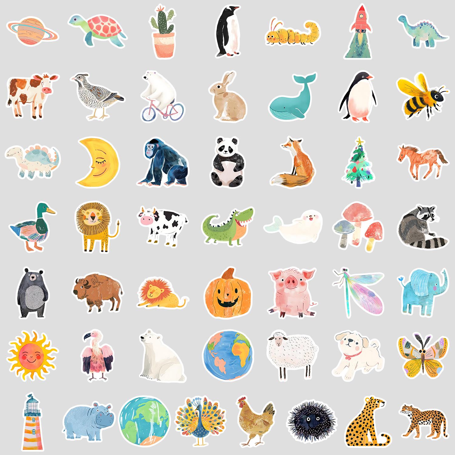 50PCS Cute Kids Doodle Waterproof Stickers for Bottles & Luggage