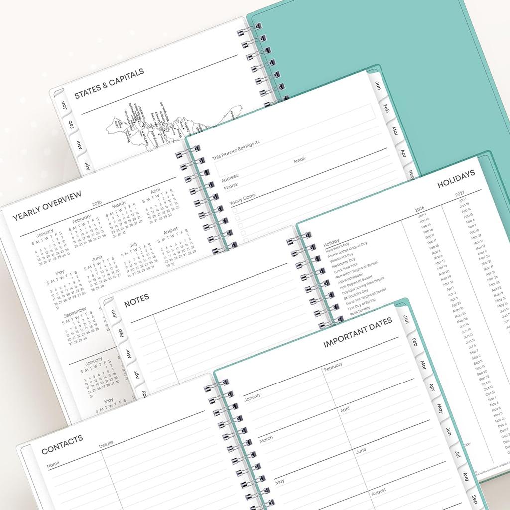 Blue Sky 2026 Weekly and Monthly Planner Calendar, January 2026 - December 2026, 5" x 8", Flexible Frosted Cover, Laminated Tabs, Durable Twin Wire