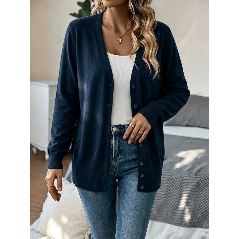 Women S Mid Length Long Sleeve Knit Cardigan Single Breasted Daily Outerwear